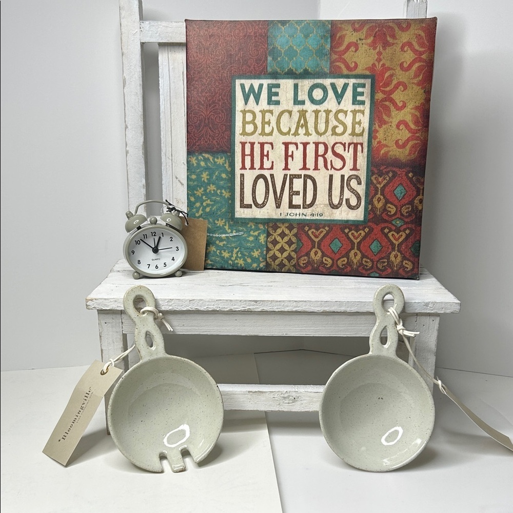 Inspirational Wall Art, Mini Clock & Fork-Spoon Rest Bundle